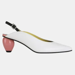 Yuul Yie Escarpins|Slingback en Cuir Slide blanc/rose - Talon 6 cm