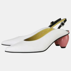 Yuul Yie Escarpins|Slingback en Cuir Slide blanc/rose - Talon 6 cm