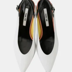 Yuul Yie Escarpins|Slingback en Cuir Slide blanc/rose - Talon 6 cm
