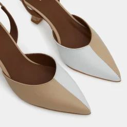 Alohas Escarpins|Slingbacks en Cuir Cinderella beiges - Talon 7,5 cm