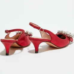 Cosmoparis Escarpins|Slingbacks en Cuir métallisé Milia rouges - Talon 6 cm
