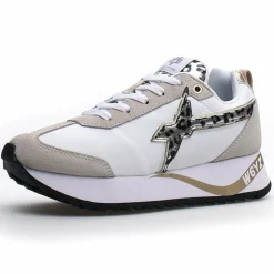 W6YZ Baskets|Sneakers en Cuir Kis blanc/beige/léopard