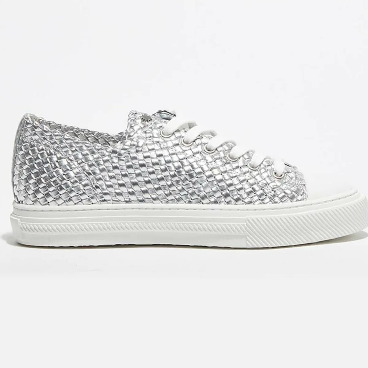 Stuart Weitzman Baskets|Sneakers en Cuir Wova Low-Top argentées