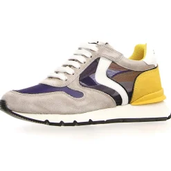 Voile Blanche Baskets|Sneakers en Velours de Cuir Julia gris/moutarde