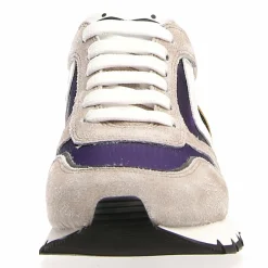 Voile Blanche Baskets|Sneakers en Velours de Cuir Julia gris/moutarde