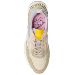 CafèNoir Baskets|Sneakers Timy blanc/beige/rose/bleu