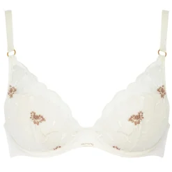 Chantelle Lingerie, Nuit|Soutien-gorge Coque Plongeant Fleurs ivoire/doré