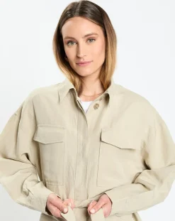 Marc O'Polo Chemises|Surchemise Ceinturée en Lin mélangé beige clair