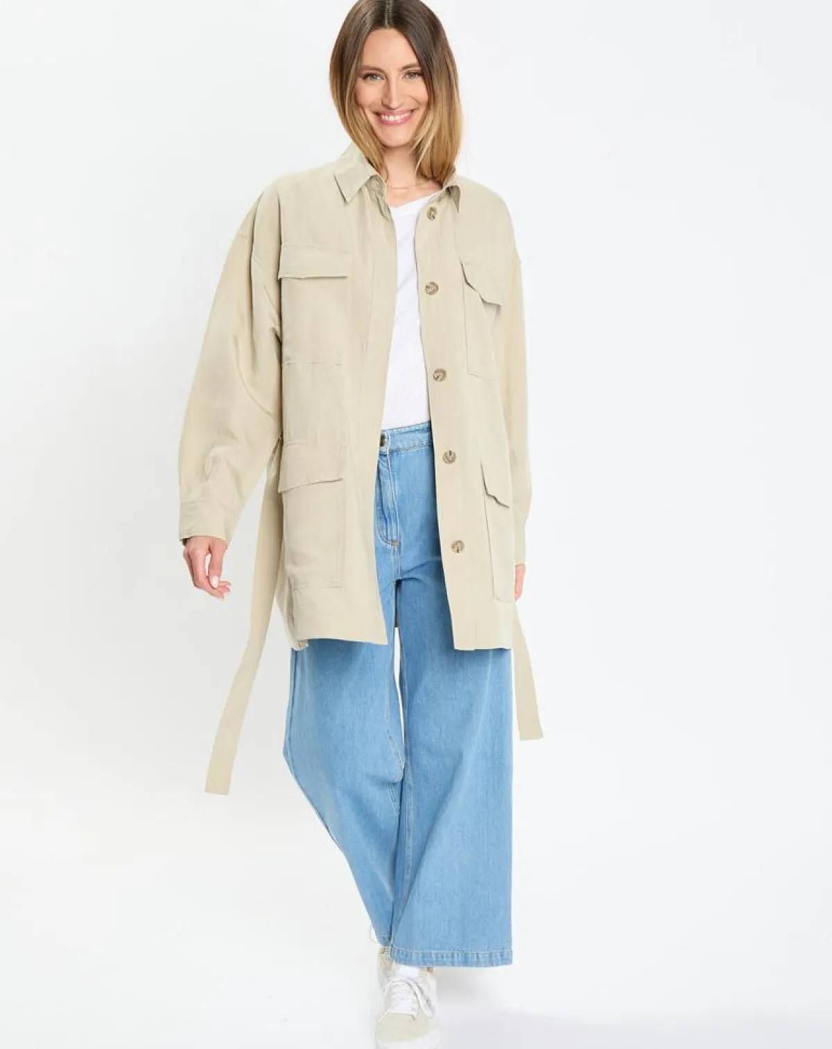 Marc O'Polo Chemises|Surchemise Ceinturée en Lin mélangé beige clair