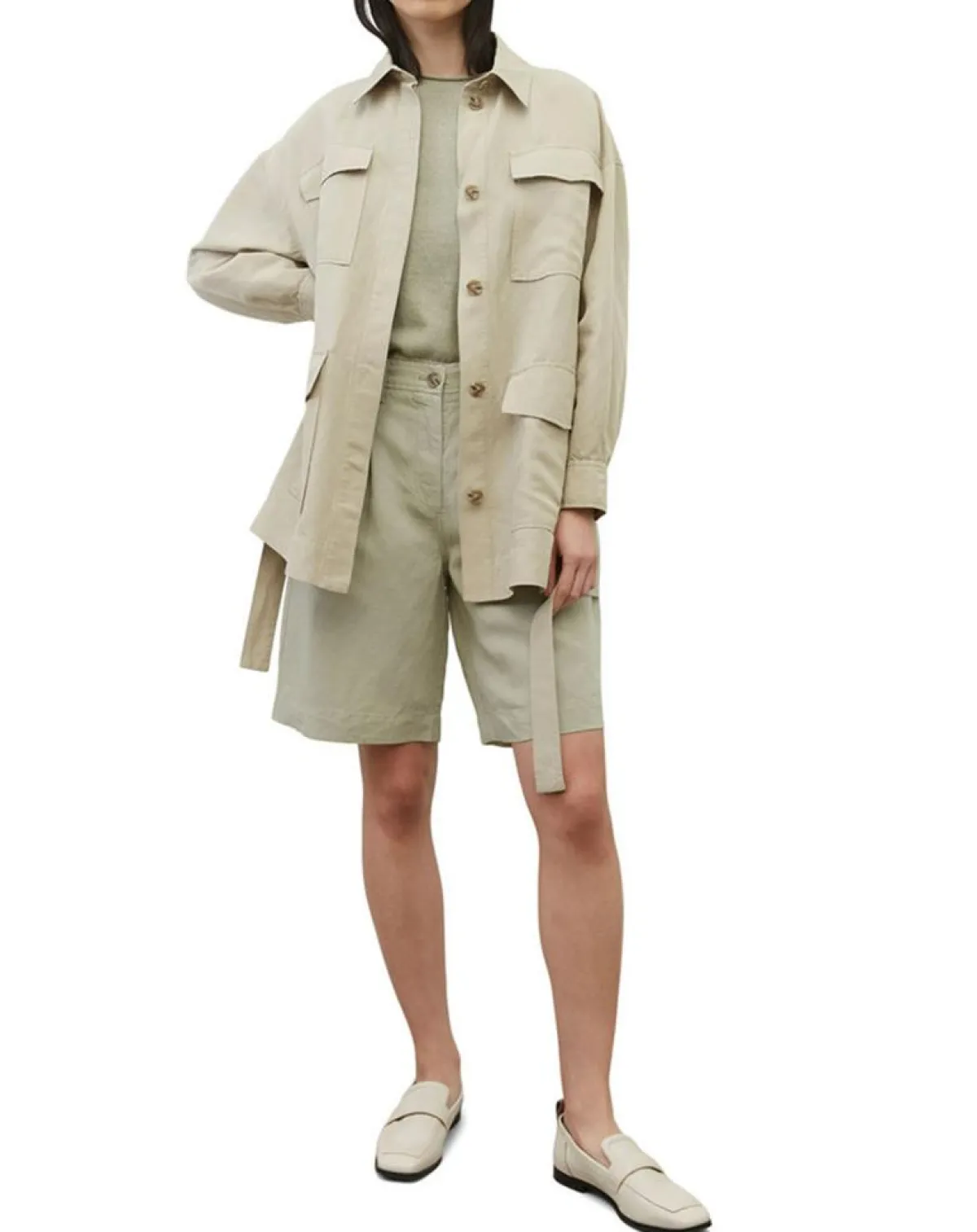 Marc O'Polo Chemises|Surchemise Ceinturée en Lin mélangé beige clair