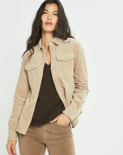 Lauren Vidal Chemises|Surchemise en Velours côtelé Cloé amande