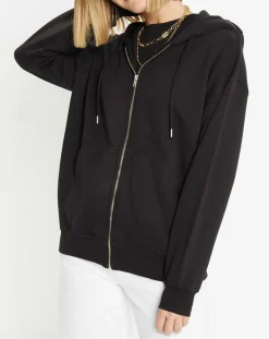 Galeries Lafayette Gilets Et Cardigans|Sweat zippé en Coton bio Mathalie à capuche noir