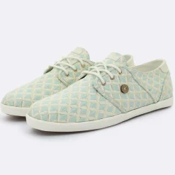 Faguo Baskets|Tennis Cypress à carreaux aqua/doré