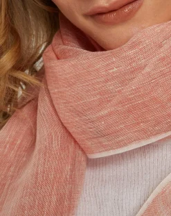 Petrusse Echarpes, Foulards|Étole 100% Lin Mosi corail - 70x200 cm