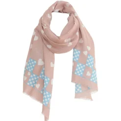 Petrusse Echarpes, Foulards|Étole Coeur en Coton beige - 60x200 cm