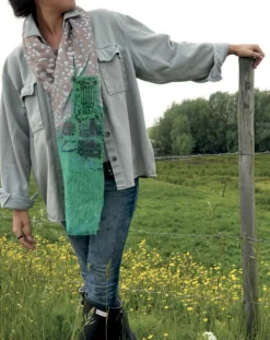 Petrusse Echarpes, Foulards|Étole Mondrian en Lin & Soie taupe - 30x150 cm