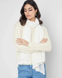 Petrusse Echarpes, Foulards|Étole Pompon blanche - 100x200 cm