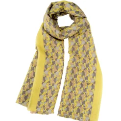 Petrusse Echarpes, Foulards|Étole Rumba en Lin & Coton jaune - 70 x200 cm