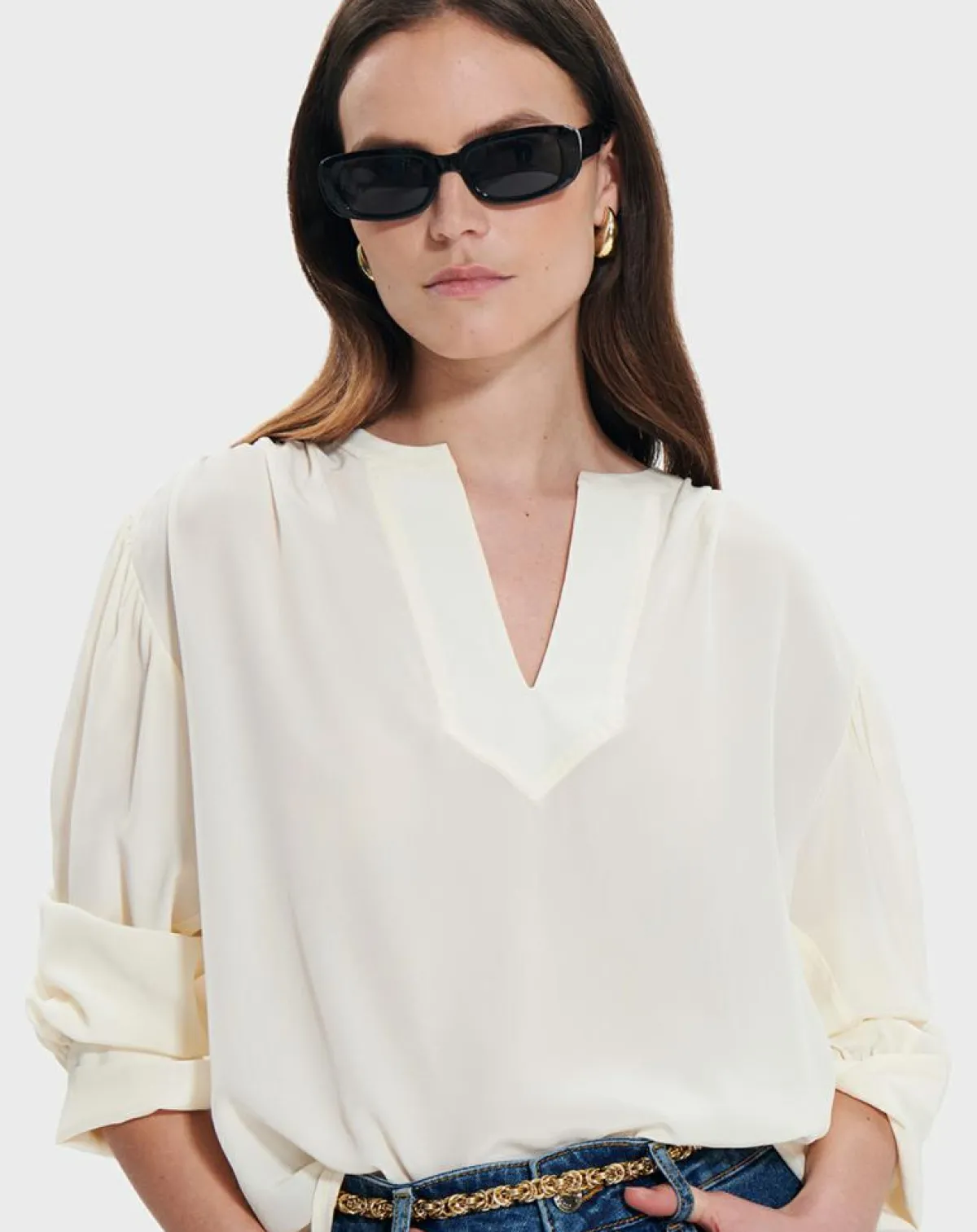 Zapa Tops Et Blouses|Top 100% Soie Bangkok ecru