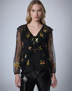 Manoush Tops Et Blouses|Top Bloom Romance noir