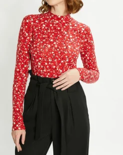 Scotch & Soda Tops Et Blouses|Top col montant imprimé floral rouge