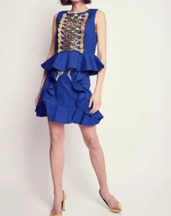 Manoush Tops Et Blouses|Top Crêpe sequins pompons encre