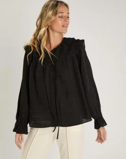 See u Soon Tops Et Blouses|Top en Coton & Lin Inaya noir