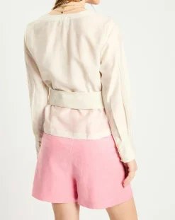 Scotch & Soda Tops Et Blouses|Top en Lin mélangé ceinturé écru