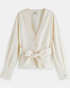 Scotch & Soda Tops Et Blouses|Top en Lin mélangé ceinturé écru