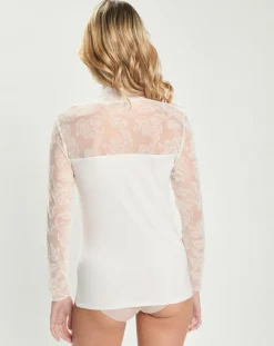 Mare Tops Et Blouses|Top en micromodal dentelle manches longues naturel