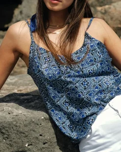 Lauren Vidal Tops Et Blouses|Top en Soie mélangée Naxos bleu