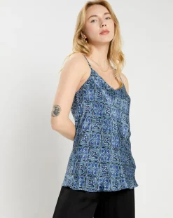 Lauren Vidal Tops Et Blouses|Top en Soie mélangée Naxos bleu