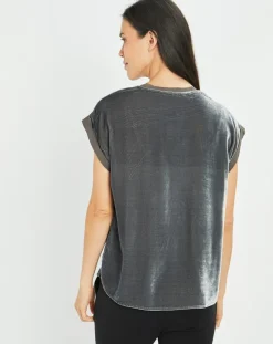 Lauren Vidal Tops Et Blouses|Top en Velours Basal gris