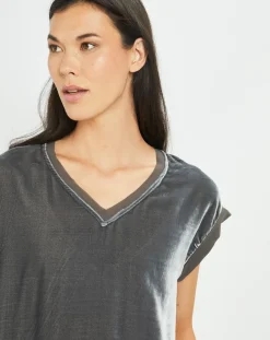 Lauren Vidal Tops Et Blouses|Top en Velours Basal gris