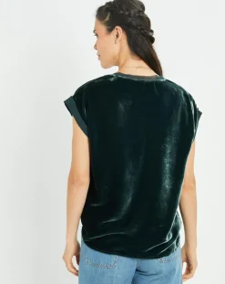 Lauren Vidal Tops Et Blouses|Top en Velours Basal sauge