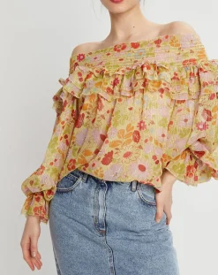 Manoush Tops Et Blouses|Top Liberty Jane à fleurs vert/multicolore