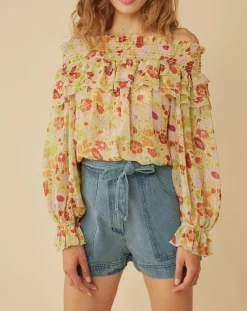 Manoush Tops Et Blouses|Top Liberty Jane à fleurs vert/multicolore