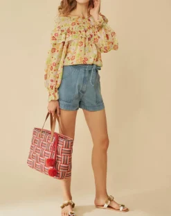 Manoush Tops Et Blouses|Top Liberty Jane à fleurs vert/multicolore