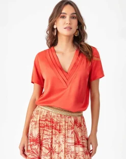 Bleu Blanc Rouge Tops Et Blouses|Top Madeline terre de sienne