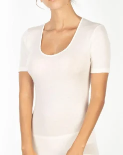 Mare Tops Et Blouses|Top manches courtes Laine & Soie tissée ivoire