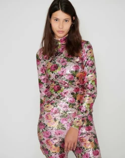 Manoush Tops Et Blouses|Top Roses à sequins rose