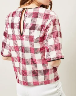 Manoush Tops Et Blouses|Top Saint-Tropez en sequins rose/blanc