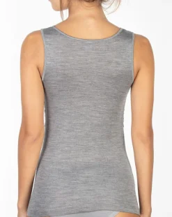 Mare Tops Et Blouses|Top sans manches en Laine mélangée bretelles larges dentelle gris