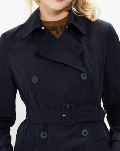 MaxMara Studio Manteaux|Trench Croisé Ceinture Scacco bleu marine