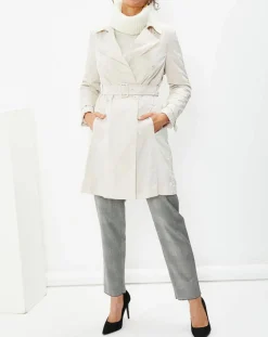 MaxMara Studio Manteaux|Trench Croisé Ceinture Scacco beige