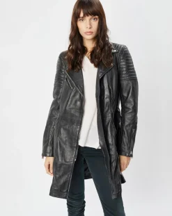 Blue Wellford Vestes, Blousons|Trench en Cuir Abby noir