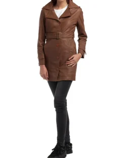 Chyston Vestes, Blousons|Trench en Cuir Elsa cognac