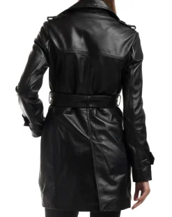 Chyston Vestes, Blousons|Trench en Cuir Esmeralda noir
