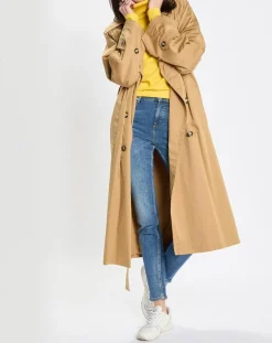 Marc O'Polo Manteaux|Trench long en Toile de coton mélangé beige