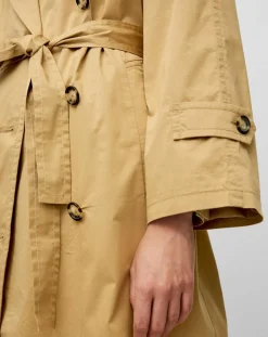 Marc O'Polo Manteaux|Trench long en Toile de coton mélangé beige